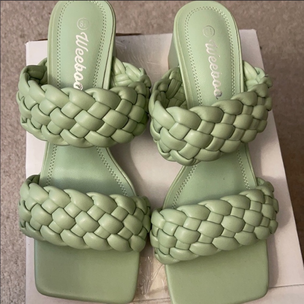 Forever 21 Mint green braided square toe